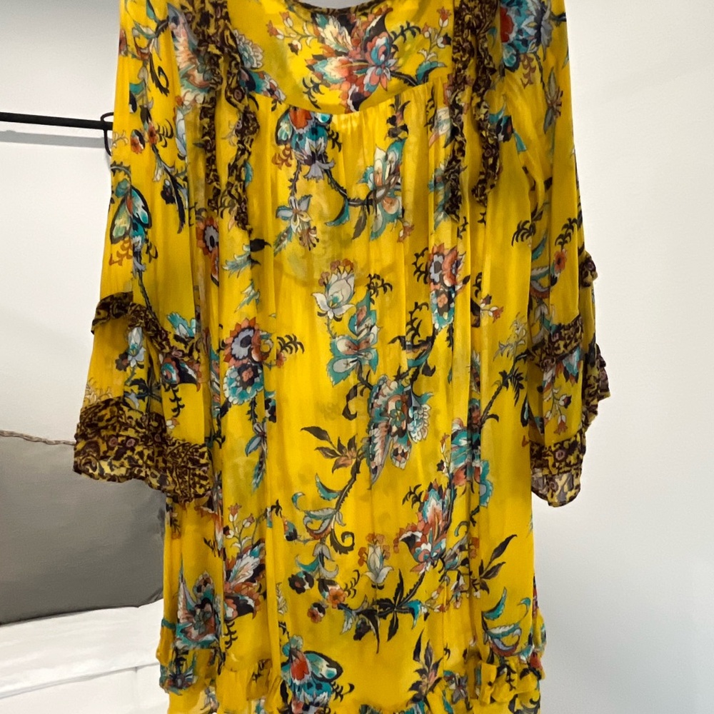 Anthropologie Vibrant Floral Long Sleeve Blouse